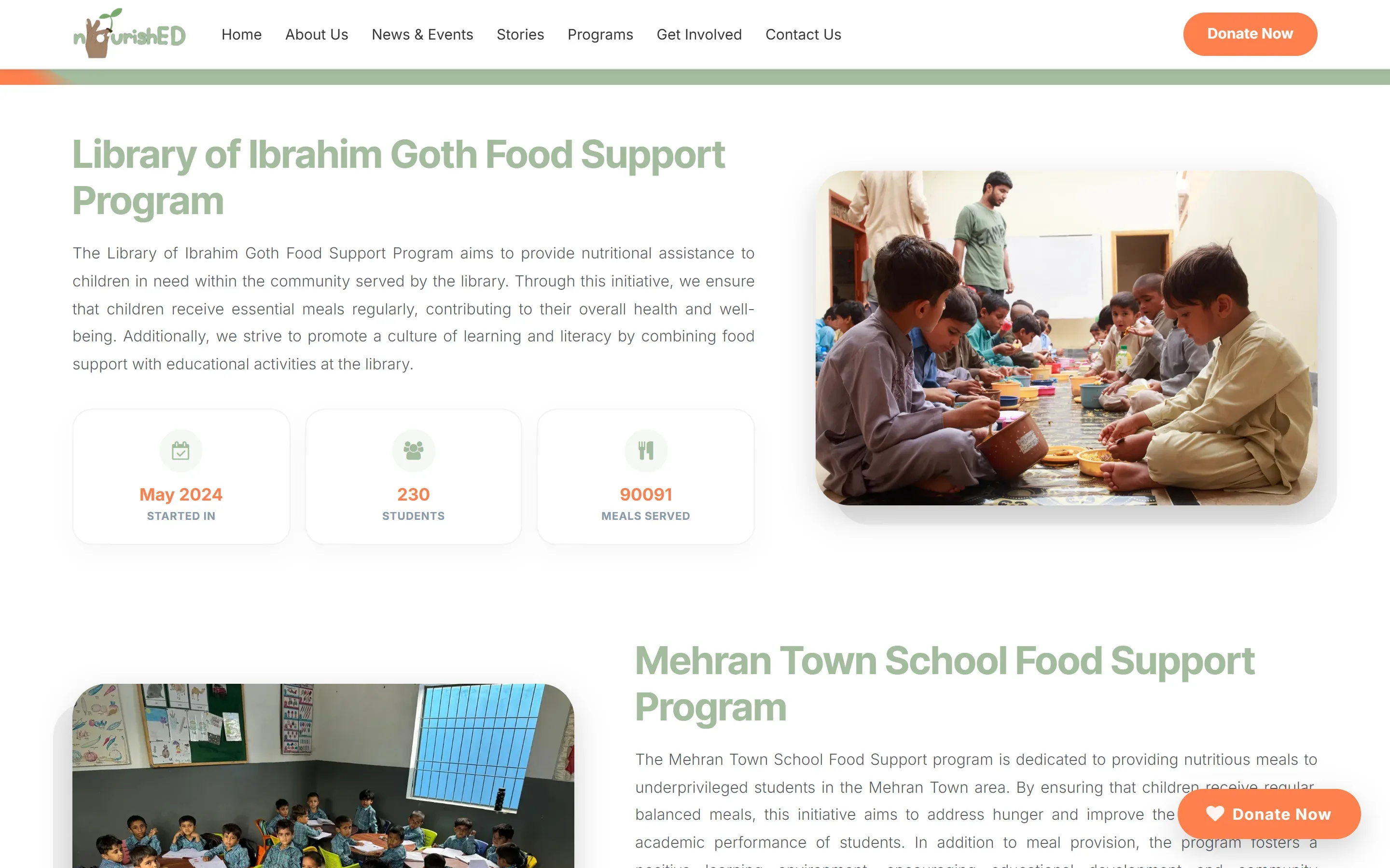 NourishED Welfare Trust program detail layout